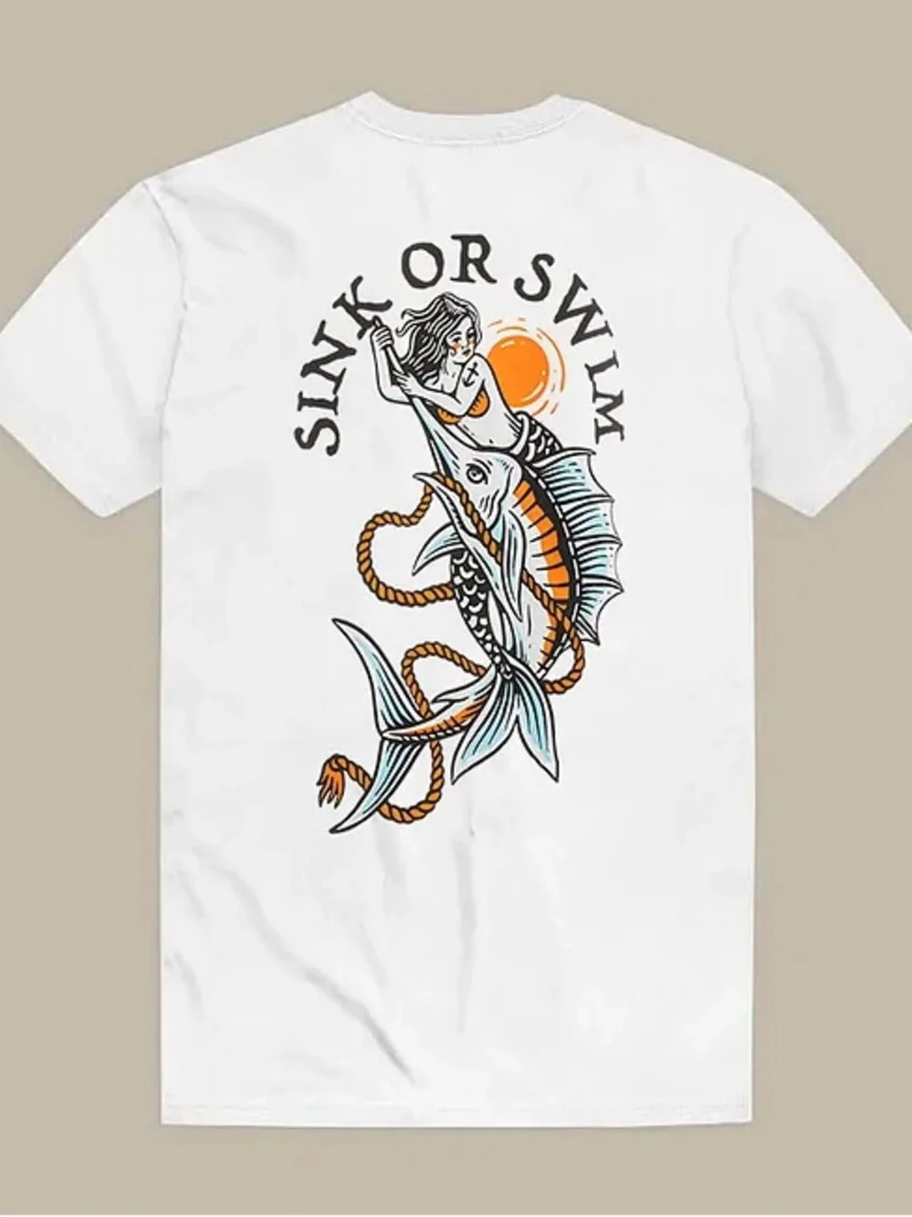 Men's White 'Sink or Swim' Graphic Tee - Nautical Swim Shirt